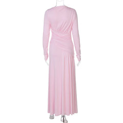 Pink evening gown on a white background