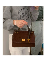 Microfiber Synthetic Leather Flap Handbag