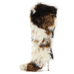 Fluffy Patchwork Over The Knee Boots