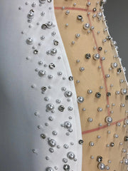 Strapless Pearl Embellished Bodycon Maxi Dress
