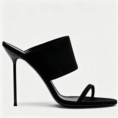 Metallic Toe Ring Stiletto Mules