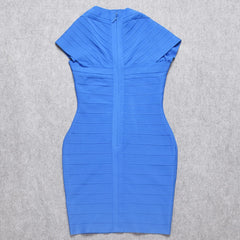 Blue dress with a zipper on a gray background