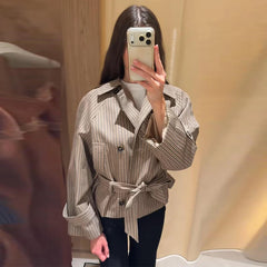 Plaid Belted Trench Coat