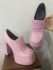 Chunky Platform Block Heel Loafers