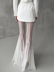 Deep V Neck Hollow Out Long Sleeve Suit Set