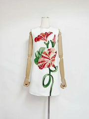 Sleeveless Embroidered Floral Mini Dress