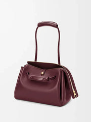 Structured Microfiber Leather Shoulder Bag – Modern Zip-Top Edition