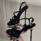 Stiletto strap sandals with contrasting trim detail