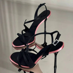Stiletto strap sandals with contrasting trim detail