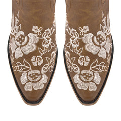 Floral Embroidered Pointed Toe Cowboy Boots