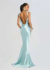 Satin Cowl Neck Open Back Maxi Dress