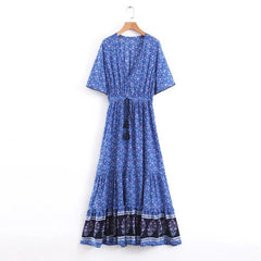 Bohemian Floral V-Neck Maxi Dress