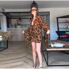 Leopard Cowl Collar Digital Print Mini Dress – Beach Vacation