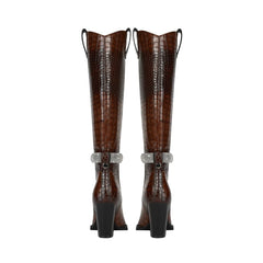 Embellished Pointed Toe Knee-High Western Boots