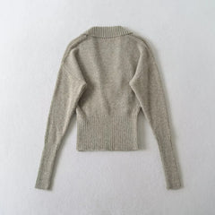 Wrap Knit Long Sleeve Top
