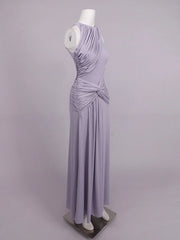 Purple Sleeveless Folds Draped Halter Neck Maxi Dress