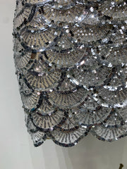 Strapless Sequin Scallop Mini Dress