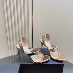 Metallic Stiletto Heeled Sandals