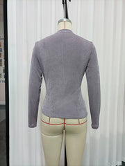 Draped Mock Neck Long Sleeve Ruched Detail Buckle Accent Top