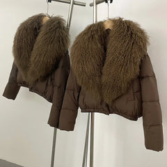 Cropped Fur Collar Puffer Jacket