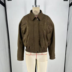 Brown jacket on a mannequin against a white background