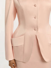 Satin Hourglass Waist Blazer