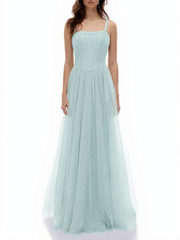 Square neck sleeveless A-line tulle dress