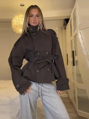 Belted Double Breasted Trench Coat