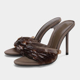 Sequin embellished stiletto heels with pointed toe