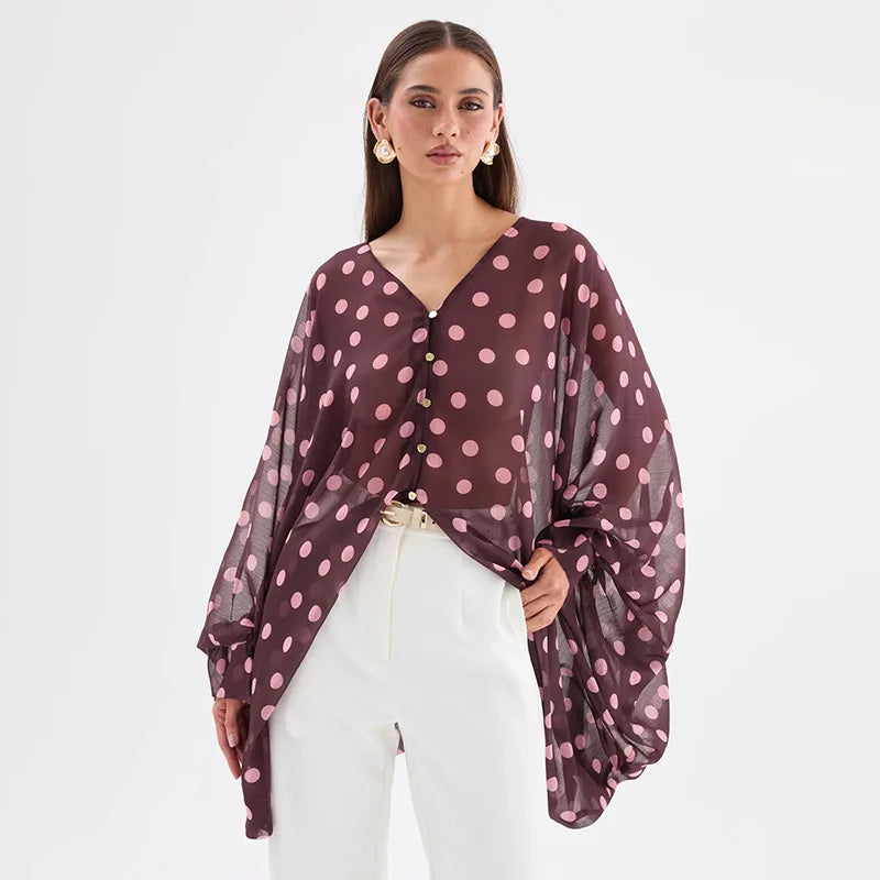 Polka dot V-neck top