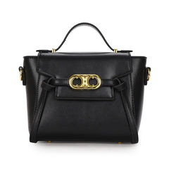 Structured Top Handle Short Gold Hardware Bag