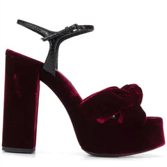 Velvet Knot Platform Slingback Heels