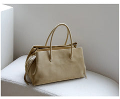 Genuine Leather Structured Tote Bag – Neutral & Black Variants