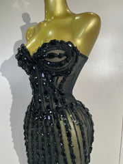 Sequin Strapless Embellished Maxi Dress