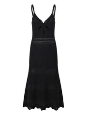 Black Cutout V-Neck Fishtail Knit Dress