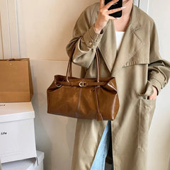 Glossy Faux Leather Top Handle Bag