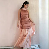 Ruched scarf maxi dress in pink