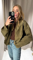 Faux Suede Cropped Bomber Jacket