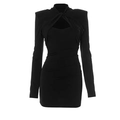 Black dress with long sleeves on a white background