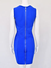 Blue dress on a mannequin against a white background