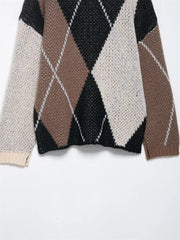 Argyle Print Knitted Sweater