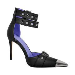 Pointed Toe Buckle Ankle Strap Heels