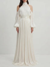 High neck cold shoulder maxi dress front view