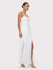 Spaghetti Strap Fringe Maxi Dress