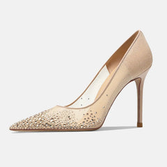 Rhinestone Mesh Stiletto Pumps