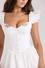 Embroidery Ruffle Strap A-line Mini Dress