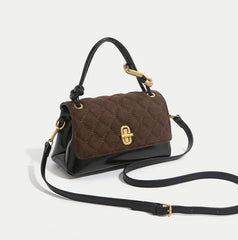 Microfiber Quilted Flap Top-Handle Bag – Neutral & Black Variants