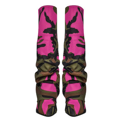 Camouflage Pleated Wedge Knee High Boots