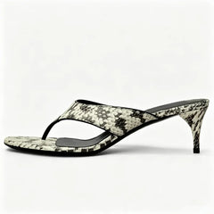 Leopard Print Stiletto Thong Sandals