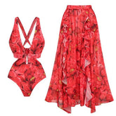 Floral print bikini set with criss-cross straps